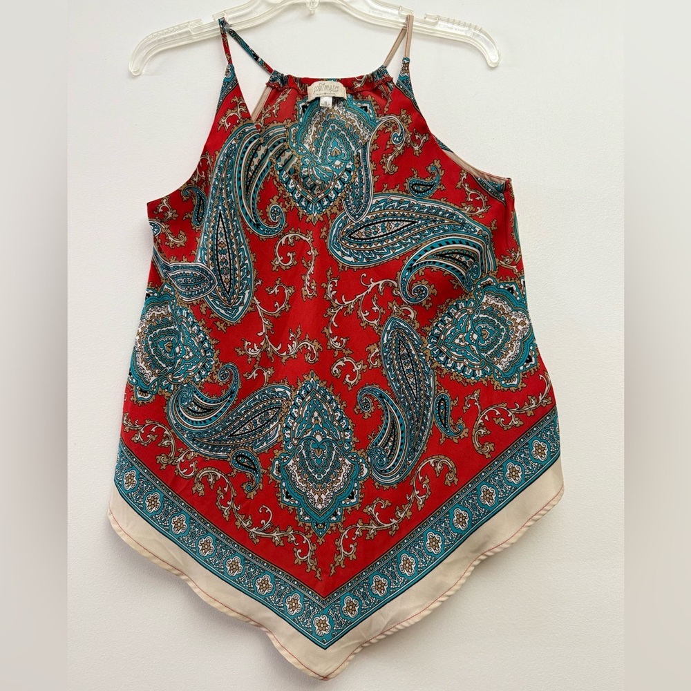 Soulmates Vibrant Red and Teal Paisley Top